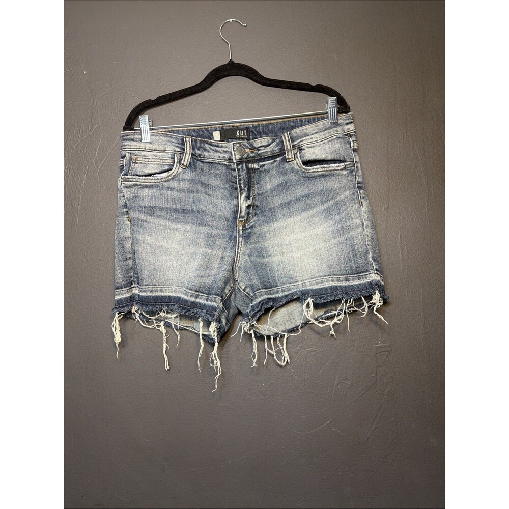 Kut From The Kloth Cut-Off Shorts Women's 12 Blue Denim Distressed Andrea